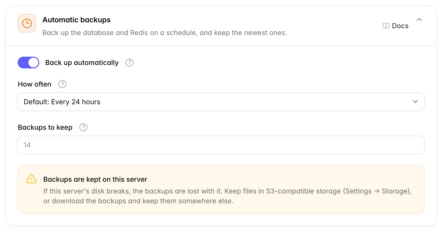 Automatic backups