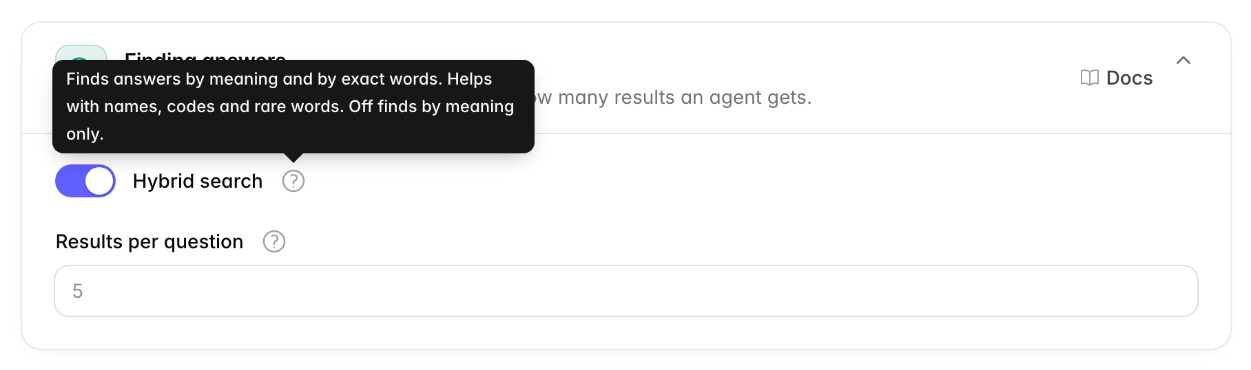 The help next to an option