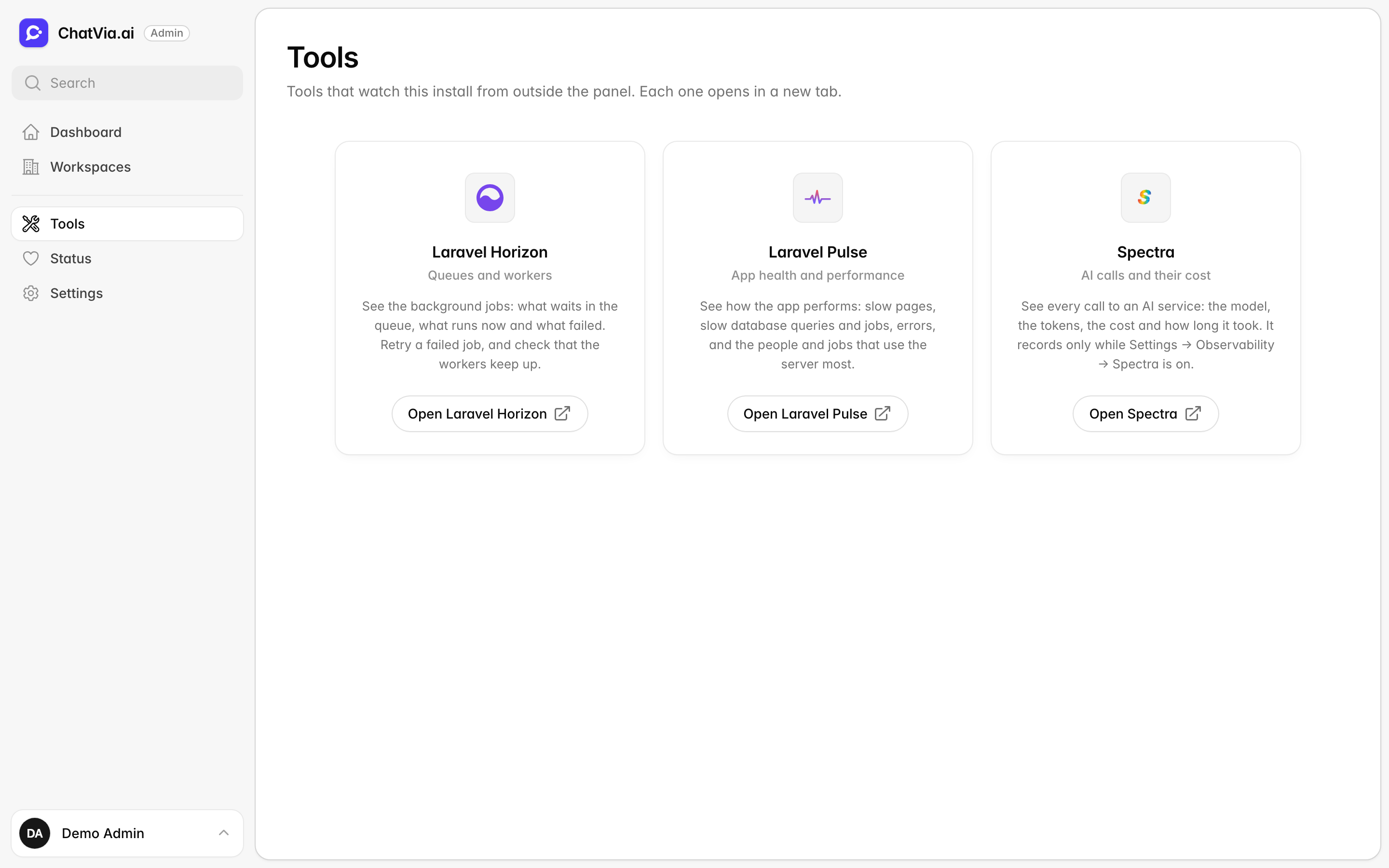 The Tools page