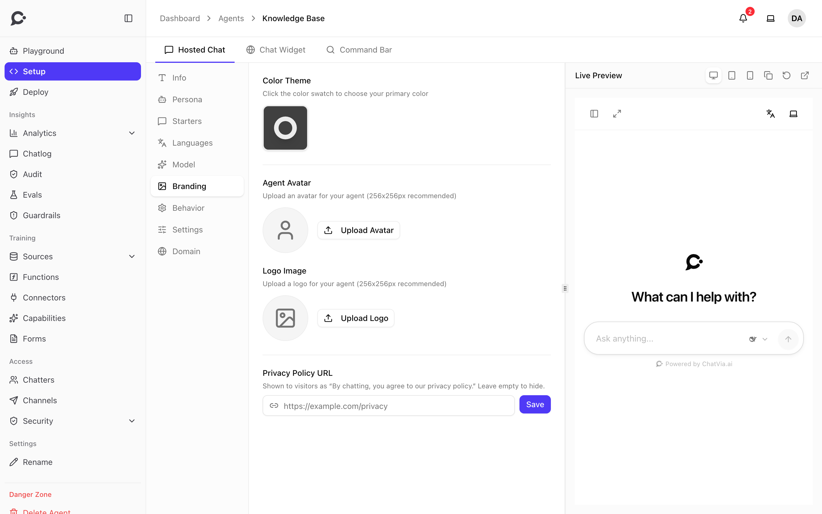 Appearance settings