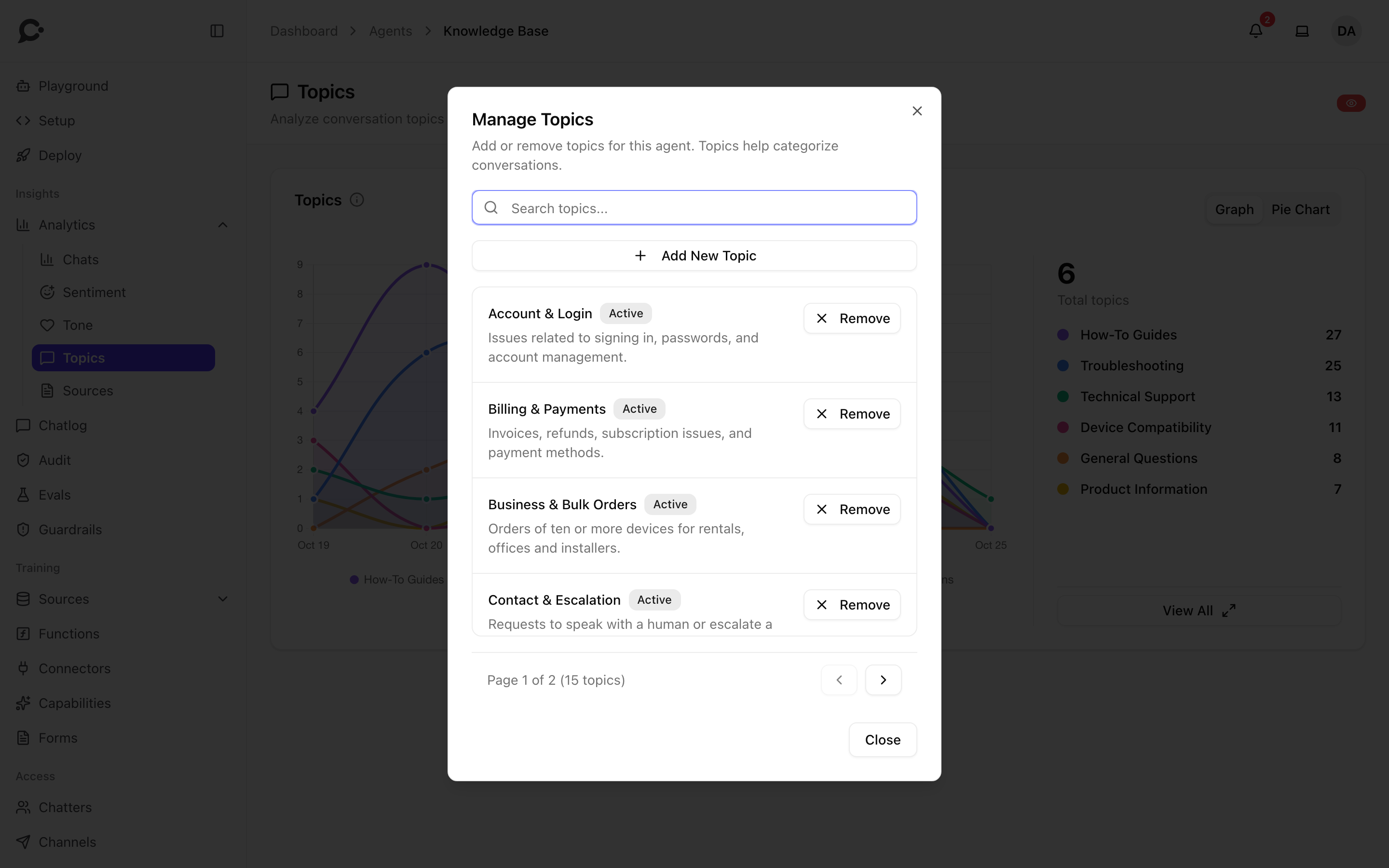 The Manage Topics dialog