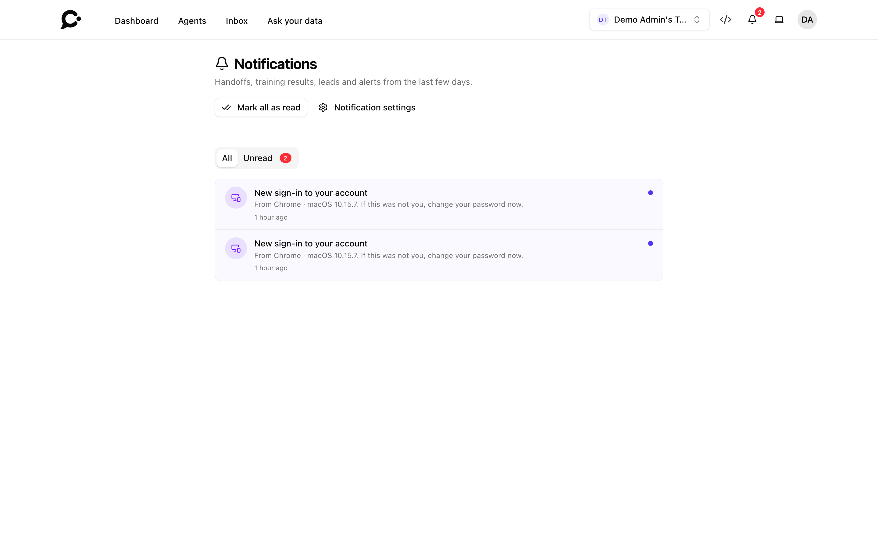 The notification center