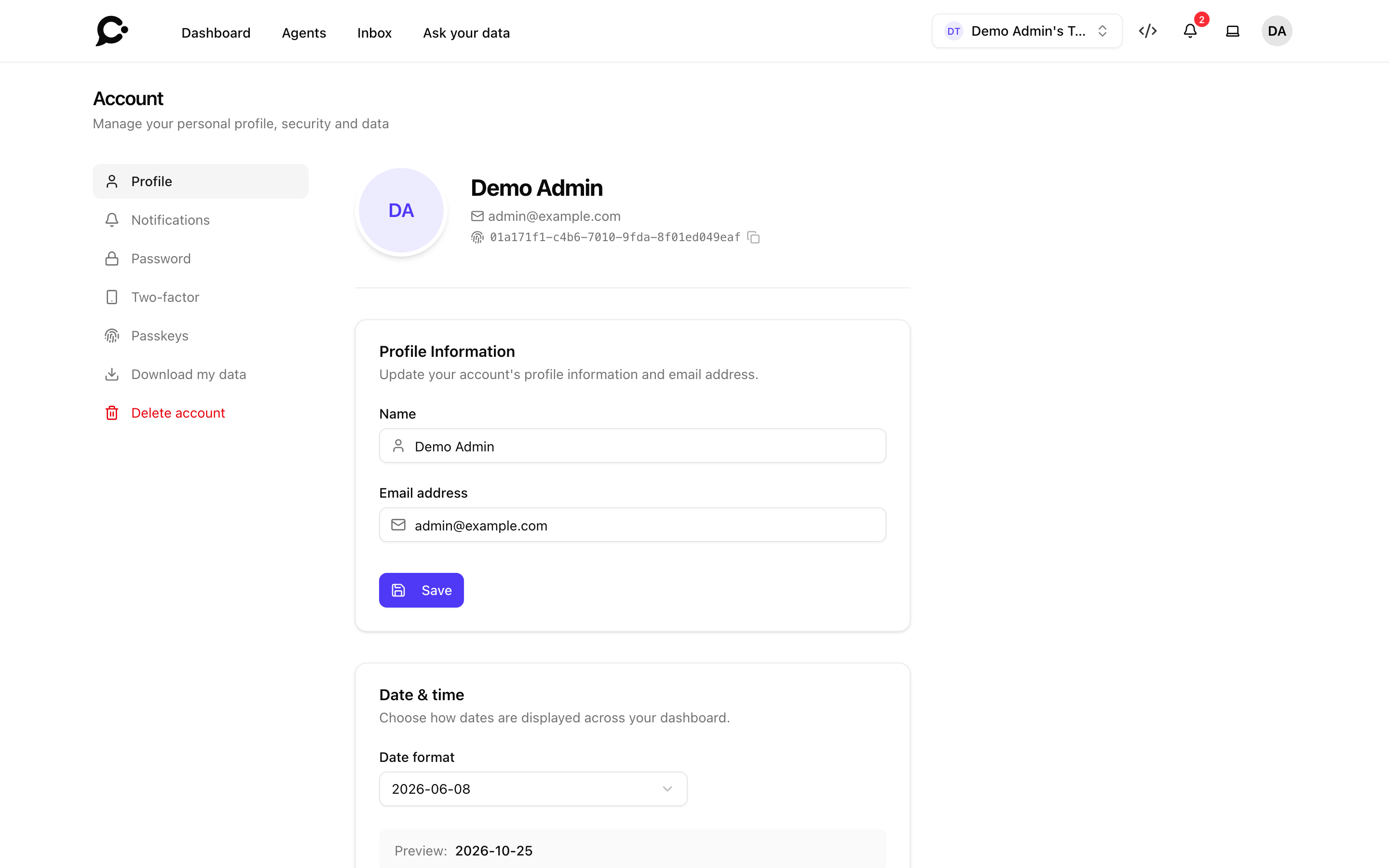 Profile settings